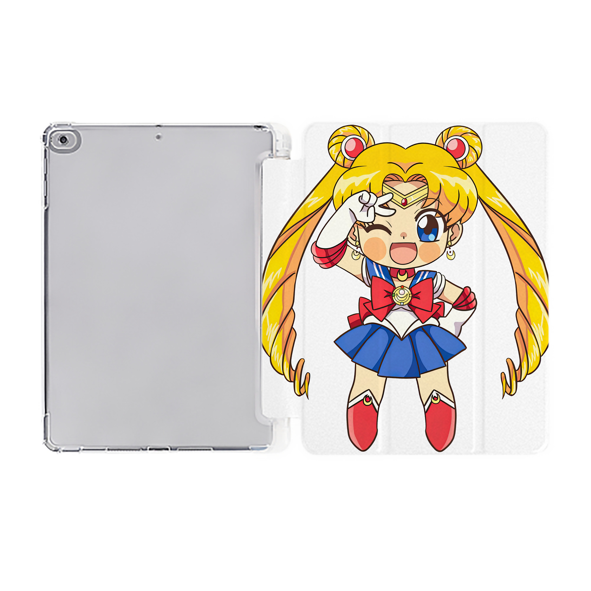 （画像用） 美少女戦士セーラームーン 月野 うさぎ つきの うさぎ Sailor Moon Tsukino Usagi IPad ケース ペン収納付き 三つ折りスタンド PUレザー×シリコン 対応機種9.5/10.5/10.9インチ